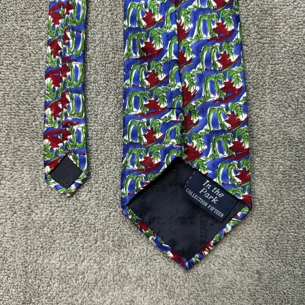 J. Garcia In the Park Collection Fifteen Silk Tie Blue Green Red Abstract 1996
